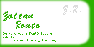 zoltan ronto business card